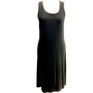 Chico’s Travelers Black Sleeveless Dress Size 1 Ruffle Neck